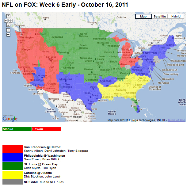 NFL TV Schedule Week 6 Coverage Maps for All CBS and FOX NFL Action