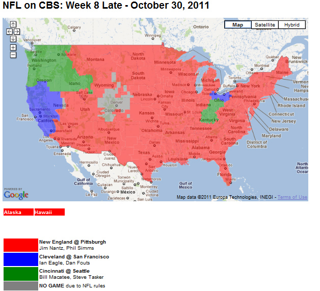 Cbs Nfl Coverage Map Week 8 World Map