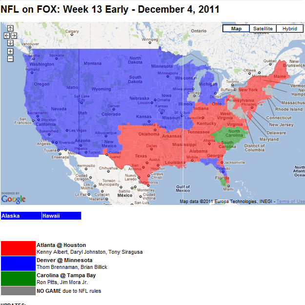 NFL TV Schedule Week 13 Coverage Maps for All CBS and FOX NFL Action