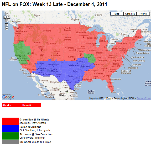 NFL TV Schedule Week 13 Coverage Maps for All CBS and FOX NFL Action