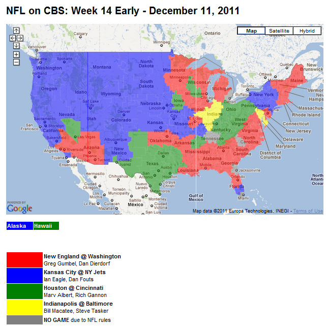 NFL TV Schedule Week 14 Coverage Maps for All CBS and FOX NFL Action