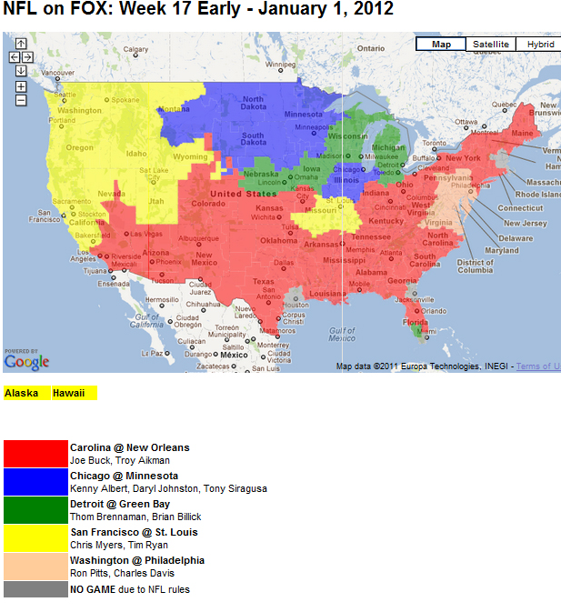 NFL TV Schedule Week 17: Coverage Maps for All CBS and Fox NFL Action | Bleacher Report