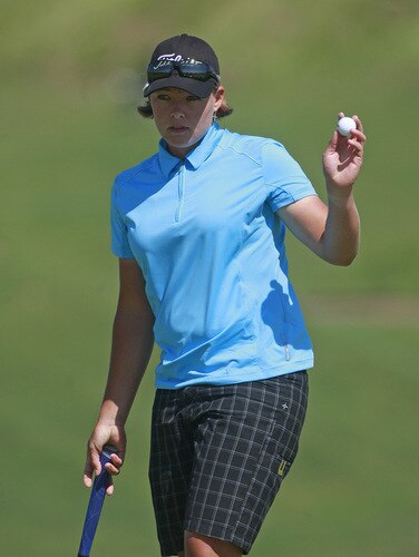 PRATTVILLE, AL - OCTOBER 1:  Katherine Hull of Australia waves after completing her first round play in the Navistar LPGA Classic at the Robert Trent Jones Golf Trail at Capitol Hill on October 1, 2009 in  Prattville, Alabama.  <br /><br /><span class="help">(Photo by Dave Martin/Getty Images)</span>