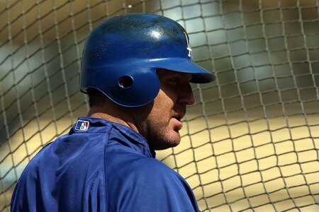 LOS ANGELES, CA - OCTOBER 08:  Jim Thome #25 of the Los Angeles Dodgers looks on during batting practice before taking on the St. Louis Cardinals in Game Two of the NLDS during the 2009 MLB Playoffs at Dodger Stadium on October 8, 2009 in Los Angeles, California.  <br /><br /><span class="help">(Photo by Stephen Dunn/Getty Images)</span>