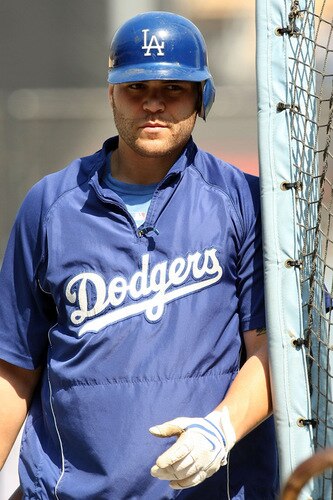 LOS ANGELES, CA - OCTOBER 08:  Russell Martin #55 of the Los Angeles Dodgers looks on during batting practice before taking on the St. Louis Cardinals in Game Two of the NLDS during the 2009 MLB Playoffs at Dodger Stadium on October 8, 2009 in Los Angeles, California.  <br /><br /><span class="help">(Photo by Stephen Dunn/Getty Images)</span>