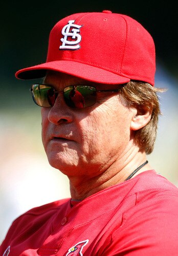LOS ANGELES, CA - OCTOBER 08:  Manager Tony La Russa of the St. Louis Cardinals looks on during batting practice before taking on the Los Angeles Dodgers in Game Two of the NLDS during the 2009 MLB Playoffs at Dodger Stadium on October 8, 2009 in Los Angeles, California.  <br /><br /><span class="help">(Photo by Jeff Gross/Getty Images)</span>