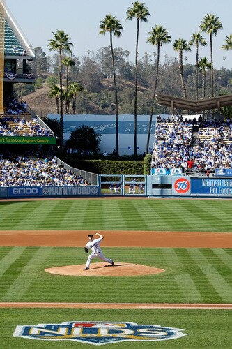 LOS ANGELES, CA - OCTOBER 08:  Pitcher Clayton Kershaw #22 of the Los Angeles Dodgers pitches in the first inning against the St. Louis Cardinals in Game Two of the NLDS during the 2009 MLB Playoffs at Dodger Stadium on October 8, 2009 in Los Angeles, California.  <br /><br /><span class="help">(Photo by Jeff Gross/Getty Images)</span>