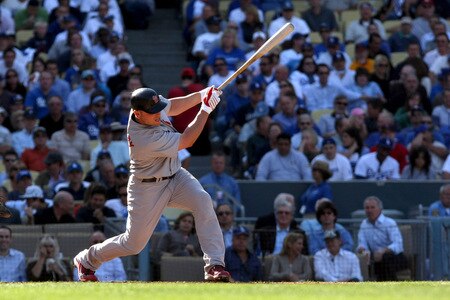 LOS ANGELES, CA - OCTOBER 08:  Matt Holliday #15 of the St. Louis Cardinals hits a solo home run in the second inning against the Los Angeles Dodgers in Game Two of the NLDS during the 2009 MLB Playoffs at Dodger Stadium on October 8, 2009 in Los Angeles, California.  <br /><br /><span class="help">(Photo by Stephen Dunn/Getty Images)</span>