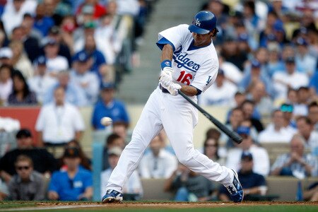 LOS ANGELES, CA - OCTOBER 08:  Andre Ethier #16 of the Los Angeles Dodgers hits a solo home run to center in the fourth inning against the St. Louis Cardinals in Game Two of the NLDS during the 2009 MLB Playoffs at Dodger Stadium on October 8, 2009 in Los Angeles, California.  <br /><br /><span class="help">(Photo by Jeff Gross/Getty Images)</span>