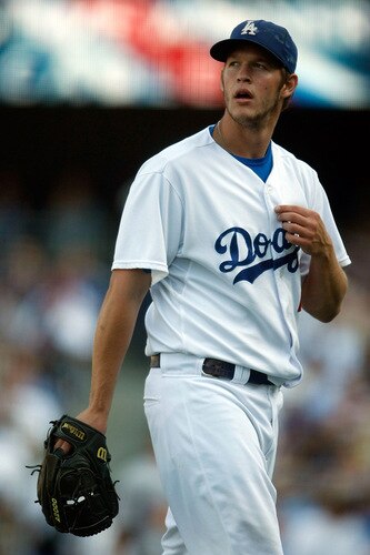 LOS ANGELES, CA - OCTOBER 08:  Pitcher Clayton Kershaw #22 of the Los Angeles Dodgers looks on from the mound against the St. Louis Cardinals in Game Two of the NLDS during the 2009 MLB Playoffs at Dodger Stadium on October 8, 2009 in Los Angeles, California.  <br /><br /><span class="help">(Photo by Jeff Gross/Getty Images)</span>