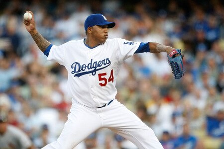 LOS ANGELES, CA - OCTOBER 08:  Ronald Belisario #54 of the Los Angeles Dodgers on the mound in the seventh inning against the St. Louis Cardinals in Game Two of the NLDS during the 2009 MLB Playoffs at Dodger Stadium on October 8, 2009 in Los Angeles, California.  <br /><br /><span class="help">(Photo by Jeff Gross/Getty Images)</span>