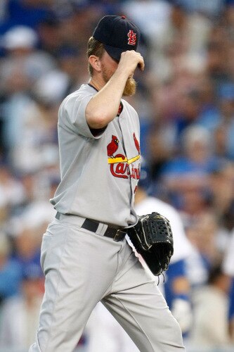 LOS ANGELES, CA - OCTOBER 08:  Ryan Franklin #31 of the St. Louis Cardinals reacts in the ninth inning against the Los Angeles Dodgers before blowing the save in Game Two of the NLDS during the 2009 MLB Playoffs at Dodger Stadium on October 8, 2009 in Los Angeles, California. The Dodgers defeated the Cardinals 3-2 to take a 2-0 series lead.  <br /><br /><span class="help">(Photo by Jeff Gross/Getty Images)</span>