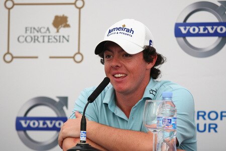 CASARES, SPAIN - OCTOBER 28:  Rory McIlroy of Northern Ireland answers questions at a press conference following the Pro-Am round prior to the Volvo World Match Play Championship at Finca Cortesin on October 28, 2009 in Casares, Spain.  <br /><br /><span class="help">(Photo by Richard Heathcote/Getty Images)</span>