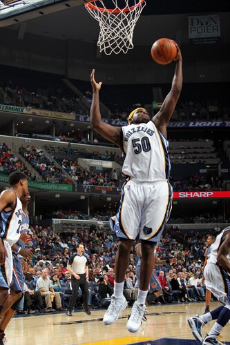 MEMPHIS, TN - FEBRUARY 26: Zach Randolph #50 of the Memphis Grizzlies grabs a rebound in a game against the Charlotte Bobcats on February 26, 2010 at FedExForum in Memphis, Tennessee.  <br /><br /><span class="help">(Photo by Joe Murphy/NBAE via Getty Images)</span>