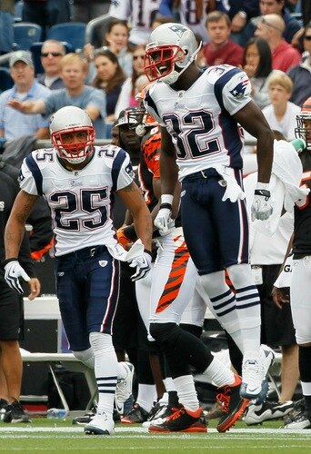 FOXBORO, MA - SEPTEMBER 12: Devin McCarthy #32 of the New England Patriots reacts after knocking down a pass intended for Terrell Owens #81 of the Cincinnati Bengals during the NFL season opener  at Gillette Stadium on September 12, 2010 in Foxboro, Massachusetts. <br /><br /><span class="help">(Photo by Jim Rogash/Getty Images)</span>