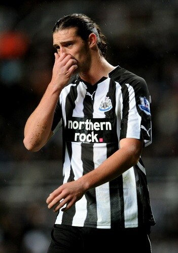 NEWCASTLE UPON TYNE, ENGLAND - OCTOBER 27:  Andy Carroll of Newcastle United reacts during the Carling Cup Fourth Round match between Newcastle United and Arsenal at St James' Park on October 27, 2010 in Newcastle, England.  <br /><br /><span class="help">(Photo by Michael Regan/Getty Images)</span>