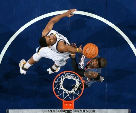 MEMPHIS, TN - DECEMBER 15: Rudy Gay #22 of the Memphis Grizzlies rebounds against Stephen Jackson #1 of the Charlotte Bobcats on December 15, 2010 at FedExForum in Memphis, Tennessee.  <br /><br /><span class="help">(Photo by Joe Murphy/NBAE via Getty Images)</span>