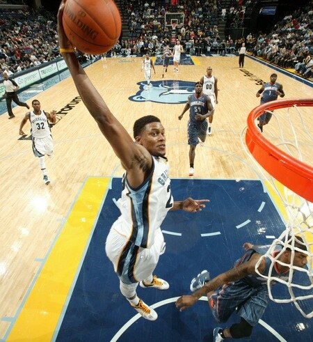 MEMPHIS, TN - DECEMBER 15: Rudy Gay #22 of the Memphis Grizzlies dunks over Tyrus Thomas #12 of the Charlotte Bobcats on December 15, 2010 at FedExForum in Memphis, Tennessee.  <br /><br /><span class="help">(Photo by Joe Murphy/NBAE via Getty Images)</span>
