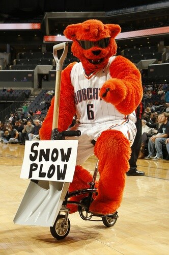 CHARLOTTE, NC - JANUARY 10:  Rufus of the Charlotte Bobcats shows off his new snow plow during the games against the Memphis Grizzlies on January 10, 2011 at Time Warner Cable Arena in Charlotte, North Carolina.  <br /><br /><span class="help">(Photo by Kent Smith/NBAE via Getty Images)</span>