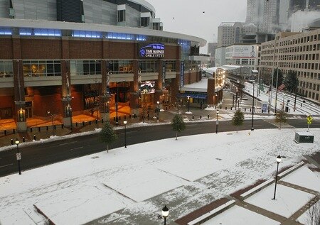 CHARLOTTE, NC - JANUARY 10:  Its all quiet with snow still falling before the game against the Charlotte Bobcats and Memphis Grizzlies on January 10, 2011 at Time Warner Cable Arena in Charlotte, North Carolina.  <br /><br /><span class="help">(Photo by Kent Smith/NBAE via Getty Images)</span>