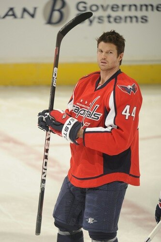 WASHINGTON, DC - MARCH 1:  Jason Arnott #44 of the Washington Capitals looks on during warm ups of a NHL hockey game against the New York Islanders on March 1, 2011 at the Verizon Center in Washington, DC.  <br /><br /><span class="help">(Photo by Mitchell Layton/NHLI via Getty Images)</span>