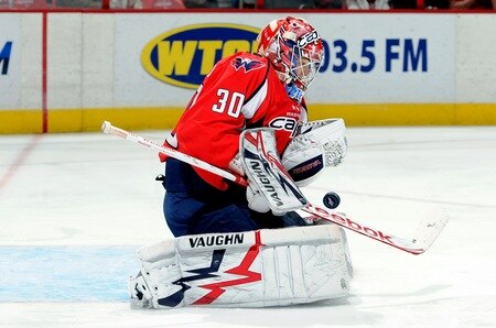 WASHINGTON, DC - MARCH 01:  Michal Neuvirth #30 of the Washington Capitals makes a save against the New York Islanders at the Verizon Center on March 1, 2011 in Washington, DC.  <br /><br /><span class="help">(Photo by Greg Fiume/Getty Images)</span>