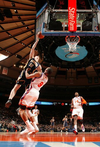 NEW YORK, NY - MARCH 13: Tyler Hansbrough #50 of the Indiana Pacers shoots over Jared Jeffries #9 of the New York Knicks during a game on March 13, 2011 at Madison Square Garden in New York City.  <br /><br /><span class="help">(Photo by Nathaniel S. Butler/NBAE via Getty Images)</span>