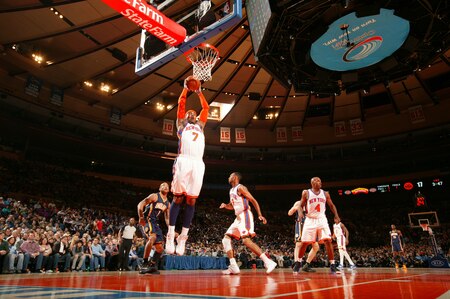 NEW YORK, NY - MARCH 13: Carmelo Anthony #7 of the New York Knicks dunks against the Indiana Pacers during a game on March 13, 2011 at Madison Square Garden in New York City.  <br /><br /><span class="help">(Photo by Nathaniel S. Butler/NBAE via Getty Images)</span>