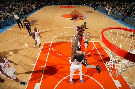 NEW YORK, NY - MARCH 13: Tyler Hansbrough #50 of the Indiana Pacers shoots over Amar'e Stoudemire #1 of the New York Knicks on March 13, 2011 at Madison Square Garden in New York City.  <br /><br /><span class="help">(Photo by Nathaniel S. Butler/NBAE via Getty Images)</span>
