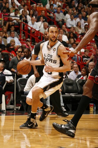 MIAMI - MARCH 14: Manu Ginobili #20 of the San Antonio Spurs in action against the Miami Heat on March 14, 2011 at American Airlines Arena in Miami, Florida. <br /><br /><span class="help">(Photo by Issac Baldizon/NBAE via Getty Images)</span>