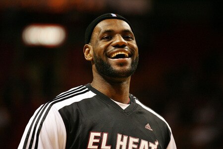 MIAMI - MARCH 14:  Forward LeBron James #6 of the Miami Heat smiles against the San Antonio Spurs at American Airlines Arena on March 14, 2011 in Miami, Florida. <br /><br /><span class="help">(Photo by Marc Serota/Getty Images)</span>