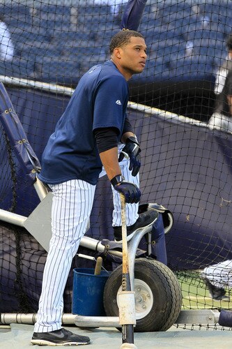 NEW YORK, NY - APRIL 26:  Robinson Cano #24 of the New York Yankees takes batting practice before the game against the Chicago White Sox at Yankee Stadium on April 26, 2011 in the Bronx borough of New York City.  <br /><br /><span class="help">(Photo by Chris Trotman/Getty Images)</span>