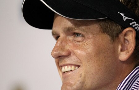 CASARES, SPAIN - MAY 17:  Luke Donald of England addresses a press conference ahead of the Volvo World Match Play Championship at Finca Cortesin on May 17, 2011 in Casares, Spain.  <br /><br /><span class="help">(Photo by Warren Little/Getty Images)</span>