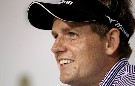CASARES, SPAIN - MAY 17:  Luke Donald of England addresses a press conference ahead of the Volvo World Match Play Championship at Finca Cortesin on May 17, 2011 in Casares, Spain.  <br /><br /><span class="help">(Photo by Warren Little/Getty Images)</span>