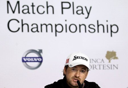 CASARES, SPAIN - MAY 17:  Graeme McDowell of Northern Ireland addresses a press conference ahead of the Volvo World Match Play Championship at Finca Cortesin on May 17, 2011 in Casares, Spain.  <br /><br /><span class="help">(Photo by Warren Little/Getty Images)</span>