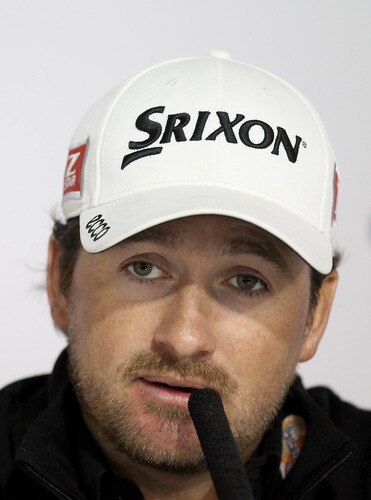 CASARES, SPAIN - MAY 17:  Graeme McDowell of Northern Ireland addresses a press conference ahead of the Volvo World Match Play Championship at Finca Cortesin on May 17, 2011 in Casares, Spain.  <br /><br /><span class="help">(Photo by Warren Little/Getty Images)</span>