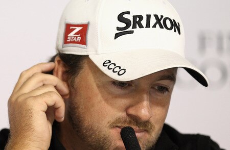 CASARES, SPAIN - MAY 17:  Graeme McDowell of Northern Ireland addresses a press conference ahead of the Volvo World Match Play Championship at Finca Cortesin on May 17, 2011 in Casares, Spain.  <br /><br /><span class="help">(Photo by Warren Little/Getty Images)</span>