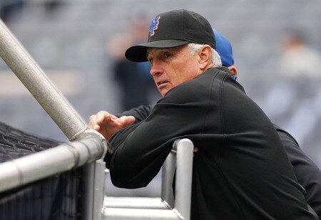 NEW YORK, NY - MAY 22:  Terry Collins #10 of the New York Mets looks on during batting practice prior to the start of the game against the New York Yankees on May 22, 2011 at Yankee Stadium in the Bronx borough of New York City.  <br /><br /><span class="help">(Photo by Mike Stobe/Getty Images)</span>