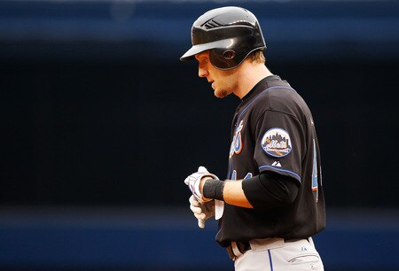 NEW YORK - MAY 22:  Jason Bay #44 of the New York Mets looks down after grounding out against the New York Yankees on May 22, 2011 at Yankee Stadium in the Bronx borough of New York City. Yankees defeat the Mets 9-3. <br /><br /><span class="help">(Photo by Mike Stobe/Getty Images)</span>