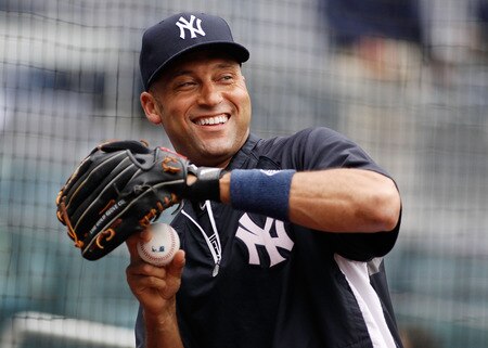 NEW YORK - JUNE 12:  Derek Jeter #2 of the New York Yankees looks on during batting practice prior to their game against the Cleveland Indians on June 12, 2011 at Yankee Stadium in the Bronx borough of New York City.  <br /><br /><span class="help">(Photo by Mike Stobe/Getty Images)</span>