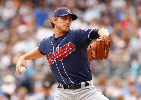 NEW YORK - JUNE 12:  Josh Tomlin #43 of the Cleveland Indians delivers a pitch in the first inning against the New York Yankees on June 12, 2011 at Yankee Stadium in the Bronx borough of New York City.  <br /><br /><span class="help">(Photo by Mike Stobe/Getty Images)</span>
