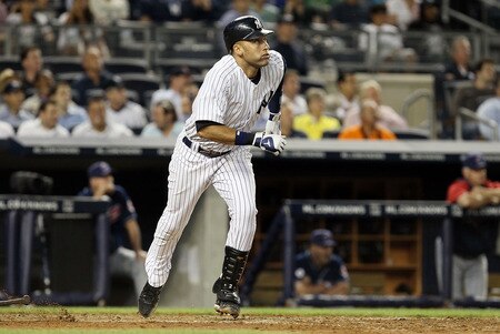 NEW YORK, NY - JUNE 13:  Derek Jeter #2 of the New York Yankees flies out in the fifth inning against the Cleveland Indians on June 13, 2011 at Yankee Stadium in the Bronx borough of New York City. Jeter suffered a sore right calf on the play and left the game.  <br /><br /><span class="help">(Photo by Jim McIsaac/Getty Images)</span>