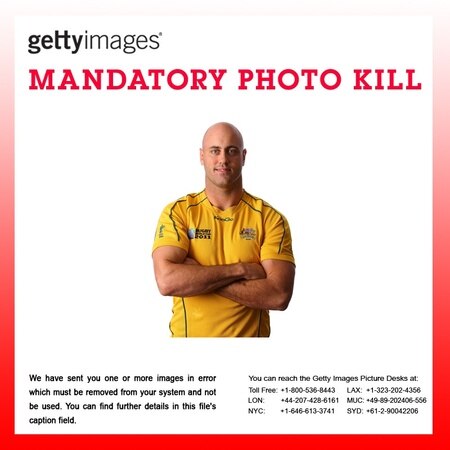 ATTENTION EDITORS - MANDATORY PHOTO KILL:  The following images were sent to you in error.  Please remove them from your systems:

GYI0065238943.jpg, GYI0065238941.jpg, GYI0065238937.jpg, GYI0065238931.jpg, GYI0065238924.jpg, GYI0065238923.jpg, GYI0065238921.jpg, GYI0065238918.jpg, GYI0065238920.jpg, GYI0065238916.jpg

We apologise for any inconvenience

PERTH, AUSTRALIA - JUNE 20:  Australian Wallabies player Nathan Sharpe poses during a portrait session at the Rugby WA offices on June 20, 2011 in Perth, Australia.  <br /><br /><span class="help">(Photo by Paul Kane/Getty Images)</span>