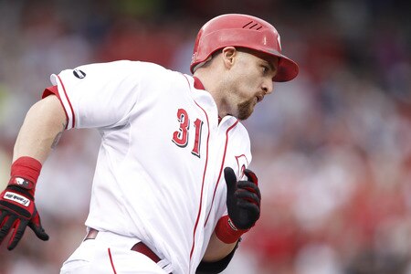 CINCINNATI, OH - JUNE 22: Jonny Gomes #31 of the Cincinnati Reds rounds the bases after hitting a home run in the second inning against the New York Yankees at Great American Ball Park on June 22, 2011 in Cincinnati, Ohio. <br /><br /><span class="help">(Photo by Joe Robbins/Getty Images)</span>