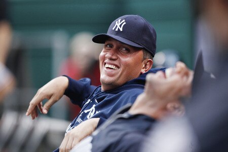 CINCINNATI, OH - JUNE 22: Freddy Garcia #36 of the New York Yankees looks on during the second game of a doubleheader against the Cincinnati Reds at Great American Ball Park on June 22, 2011 in Cincinnati, Ohio. <br /><br /><span class="help">(Photo by Joe Robbins/Getty Images)</span>