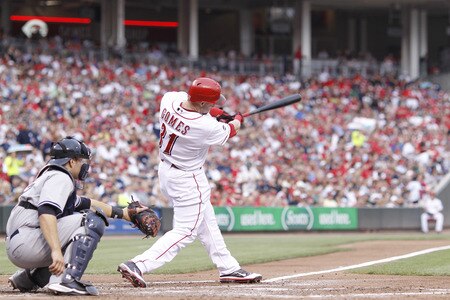 CINCINNATI, OH - JUNE 22: Jonny Gomes #31 of the Cincinnati Reds bats against the New York Yankees during the second game of a doubleheader at Great American Ball Park on June 22, 2011 in Cincinnati, Ohio. <br /><br /><span class="help">(Photo by Joe Robbins/Getty Images)</span>