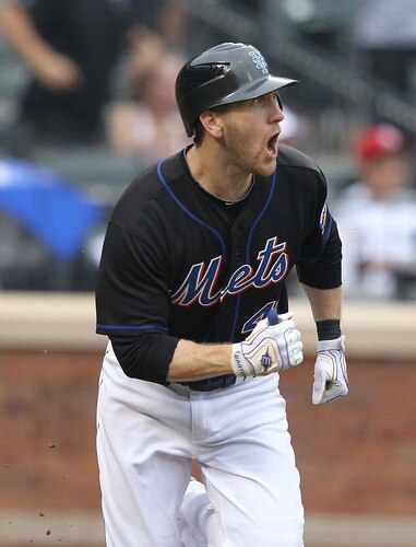 NEW YORK, NY - JULY 03:  Jason Bay #44 of the New York Mets reacts after hitting a walk off game winning single in the tenth inning against the New York Yankees on July 3, 2011 at Citi Field in the Flushing neighborhood of the Queens borough of New York City.  <br /><br /><span class="help">(Photo by Al Bello/Getty Images)</span>