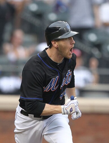 NEW YORK, NY - JULY 03:  Jason Bay #44 of the New York Mets reacts after hitting a walk off game winning single in the tenth inning against the New York Yankees on July 3, 2011 at Citi Field in the Flushing neighborhood of the Queens borough of New York City.  <br /><br /><span class="help">(Photo by Al Bello/Getty Images)</span>