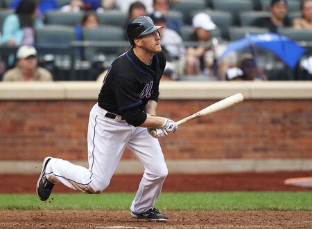 NEW YORK, NY - JULY 03:  Jason Bay #44 of the New York Mets hits a walk off game winning single in the tenth inning against the New York Yankees on July 3, 2011 at Citi Field in the Flushing neighborhood of the Queens borough of New York City.  <br /><br /><span class="help">(Photo by Al Bello/Getty Images)</span>