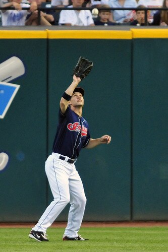 CLEVELAND, OH - JULY 5: Grady Sizemore #24 of the Cleveland Indians catches a fly ball from Derek Jeter #2 (not shown) of the New York Yankees at Progressive Field on July 5, 2011 in Cleveland, Ohio. <br /><br /><span class="help">(Photo by Jason Miller/Getty Images)</span>